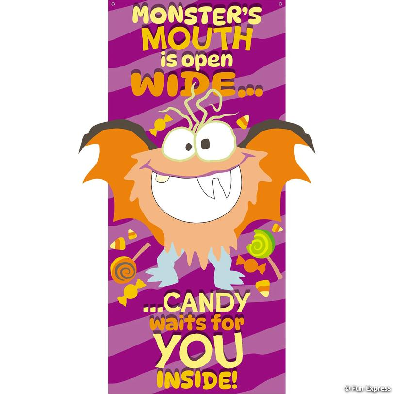 Halloween Monster Mayhem Candy Polyester Door Cover